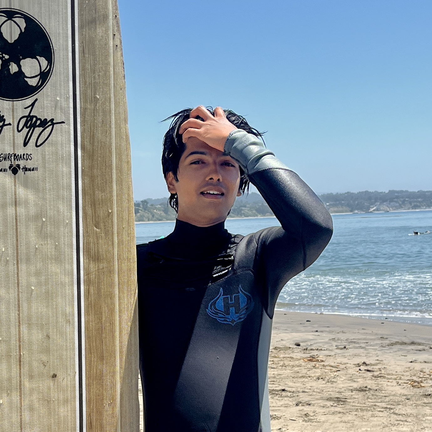 Akhilesh Thite surfing at Santa Cruz beach